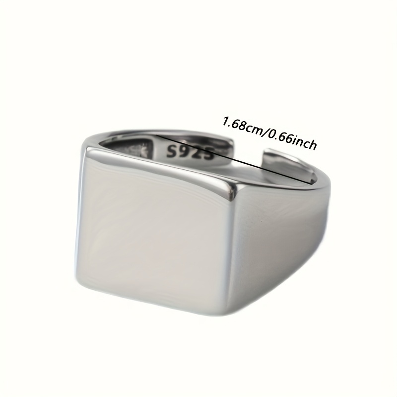 925 Silver Geometric Square Adjustable Hand Ring for Daily Wear
